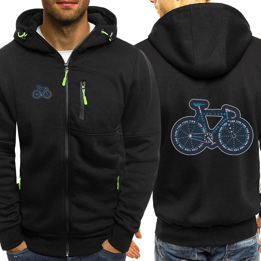 2025 Spring Autumn Bicycle Anatomy Shirt Cute Cycling Is Life Print Three-Color Zipper Leisure Hoodies Fashion Comfortable Coat