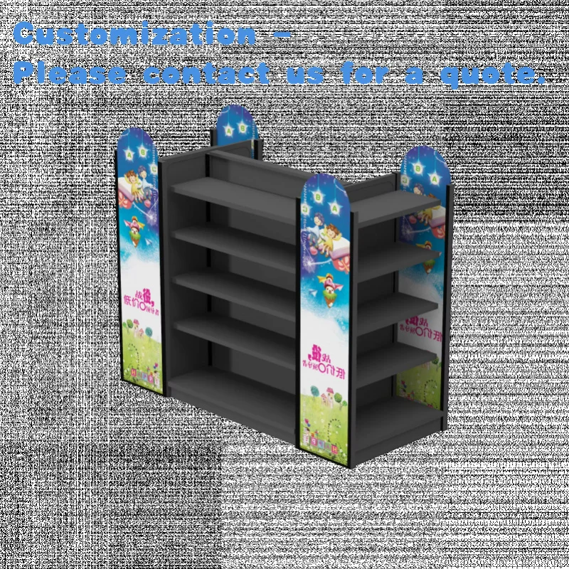 custom.Customizable Heavy-Duty Wood & Metal Display Rack with 5 Shelves Supermarket and Grocery Store Storage