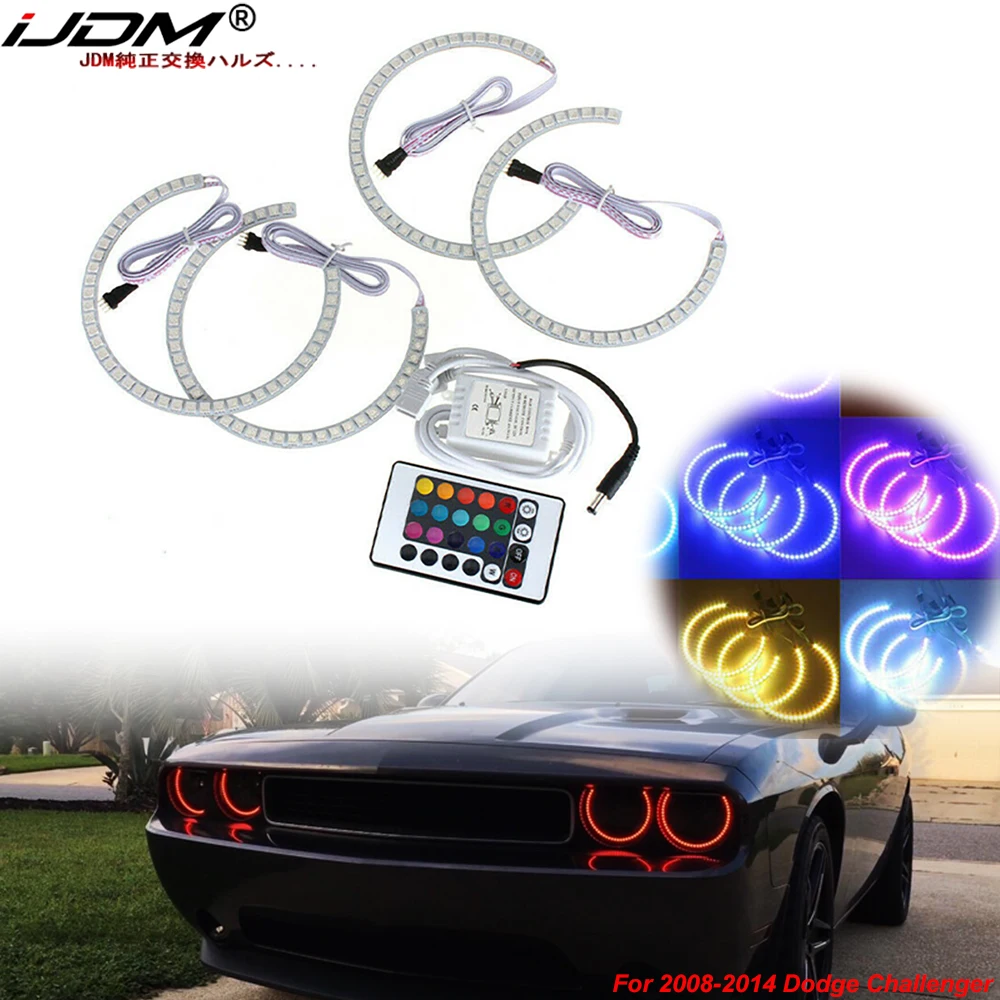

iJDM Hight Quality RGB Multi-Color LED Angel Eyes Halo Rings kit For Dodge Challenger w/Wireless Remote Control 2008-2014