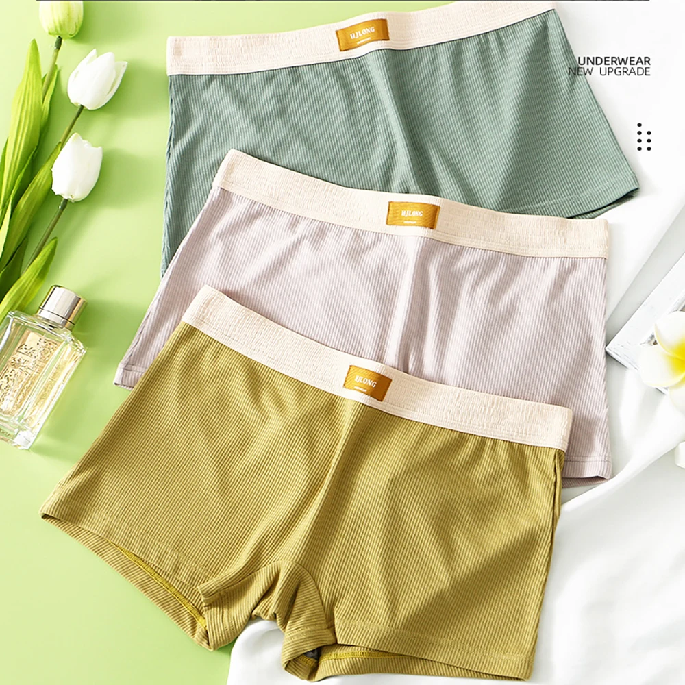 3PCS/Pack Comfortable Breathable Women\'s Panties Hygroscopic Double-layer Crotch Underwear Arrival High Elastic Waist Boyshort