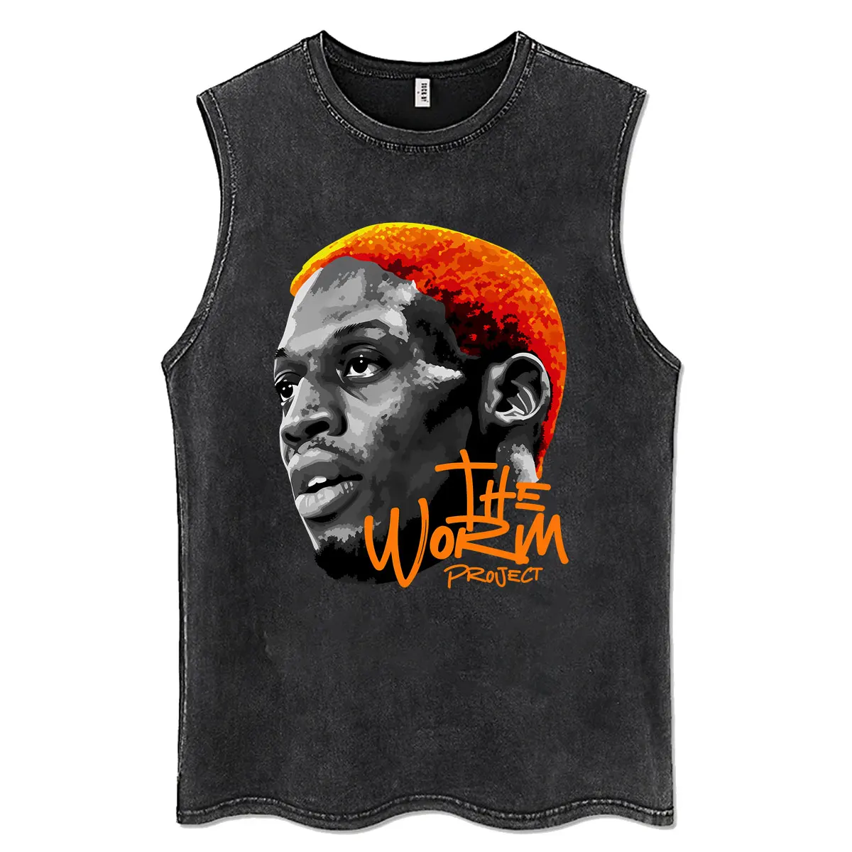 The Worm Dennis Rodman Head Vintage Washed Tank Tops Men Fashion Hip Hop Oversized Vest T Shirt Male Retro Rock Cotton T-shirts