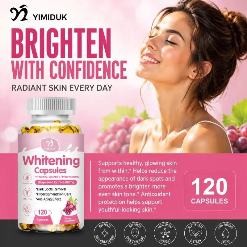 Skin Lightening Supplement, with Grape Seed & Procyanidins, Even Tone, Reduce Pigmentation & Glow