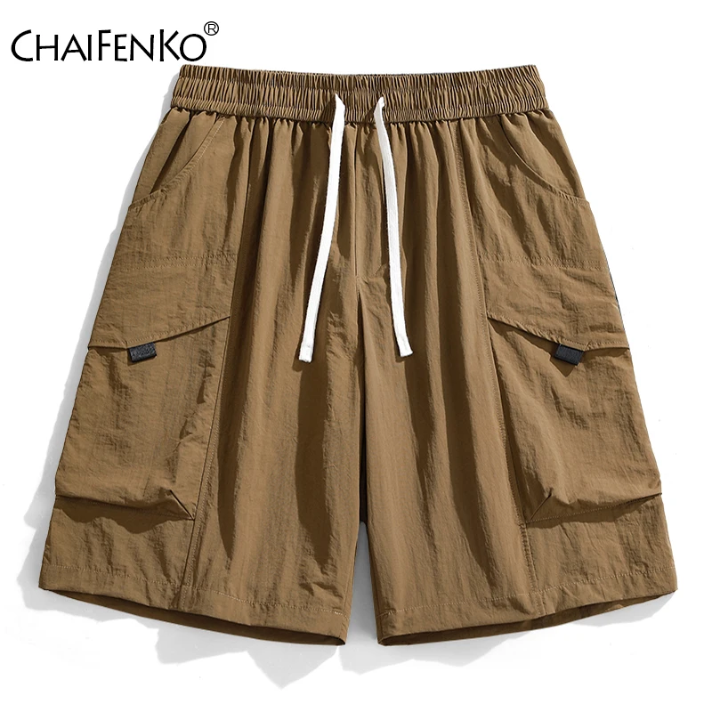 

Men Fashion Ice Silk Shorts Summer Loose Elasticity Casual Cargo Shorts New Solid Breathable Quick Drying Sports Shorts Men