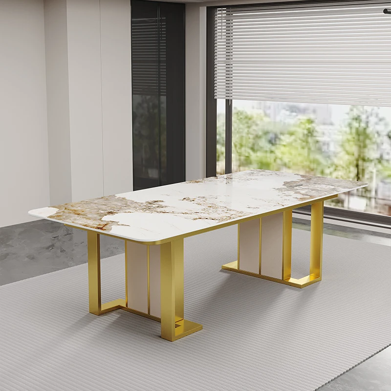 

Stainless steel dining table legs bracket marble light luxury dining table foot base support frame rock slab long table island