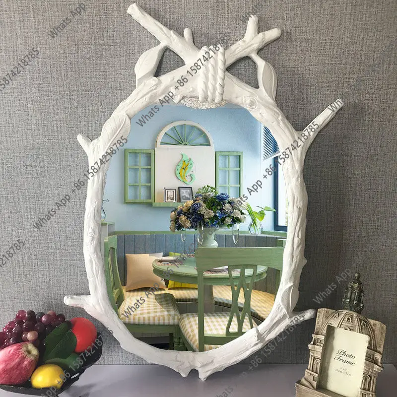 K Badezimmerspiegel Europäischer Baumzweig-Wandspiegel Dekorativer Spiegel für Badezimmer Waschbecken Amerikanischer Landhausstil Retro