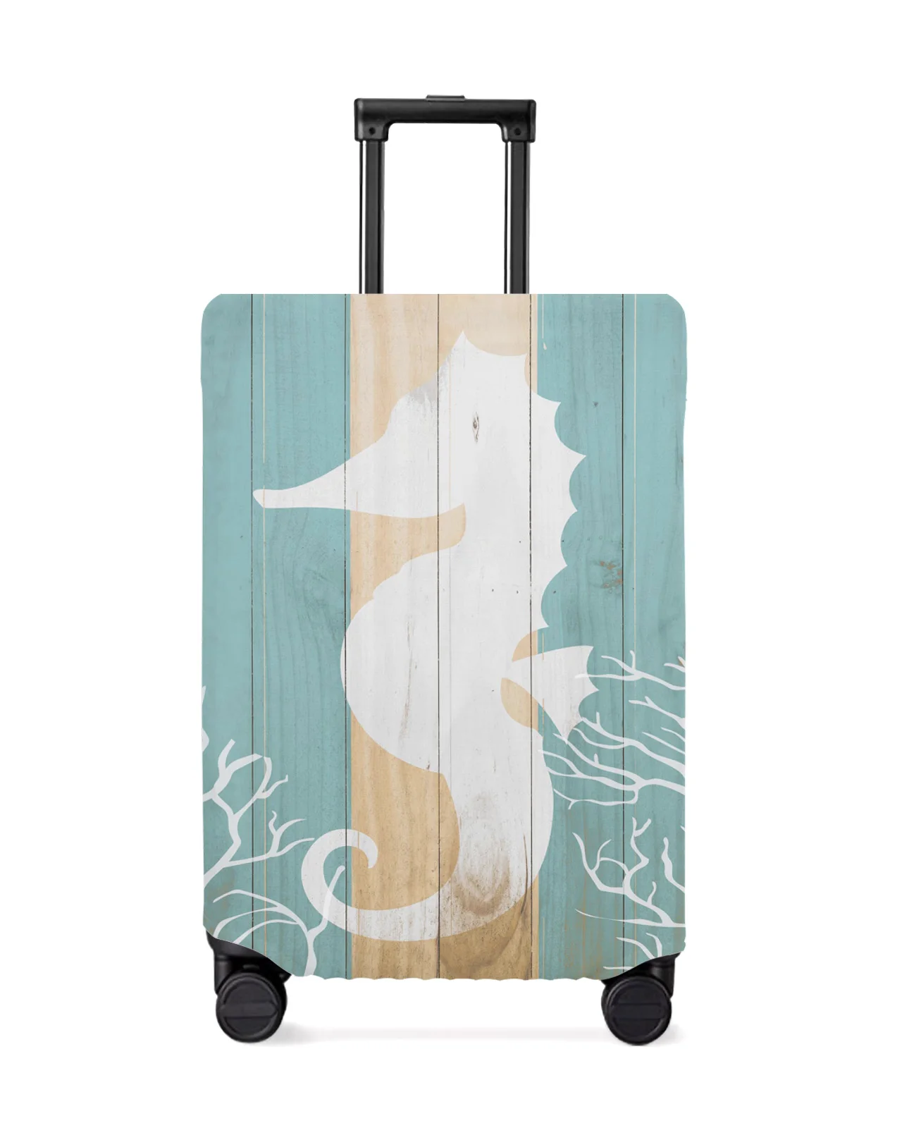 

Marine Life Pattern Wooden Sea Horse Silhouette Luggage Cover Travel Accessories Suitcase Elastic Dust Case Protect Sleeve