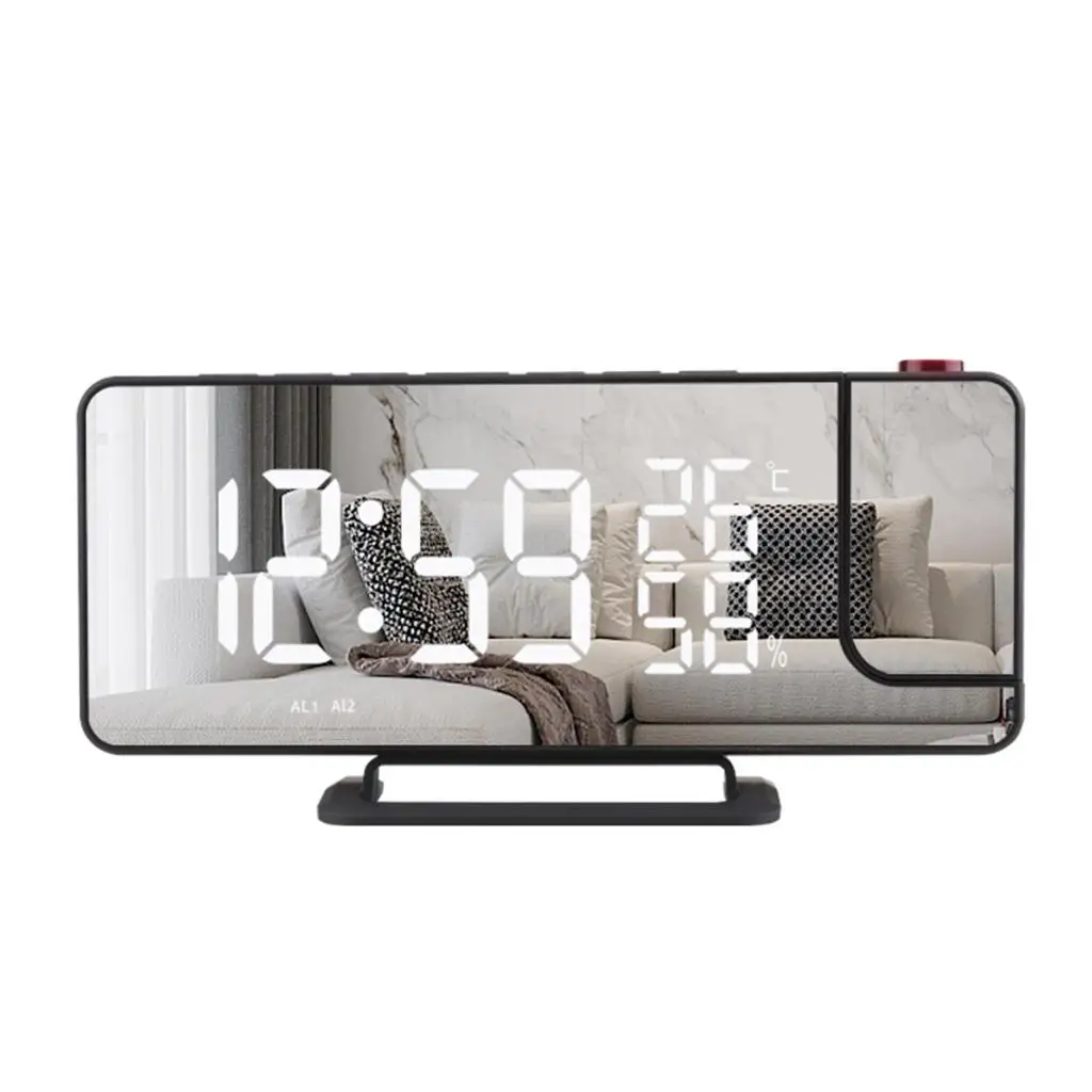 LED Digital Radio with Temperature Humidity Mirror Clock Multifunctional Time Display