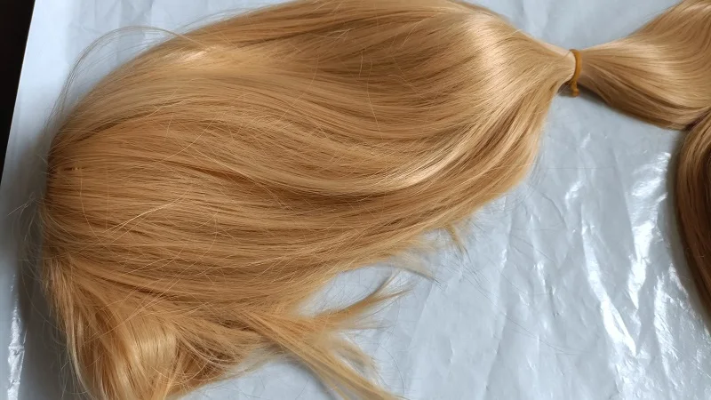 Perruque synthétique blonde avec frange, postiche lisse et longue, en Fiber résistante à la chaleur, pour femmes, cosplay, 150CM, 59 pouces, pour Halloween