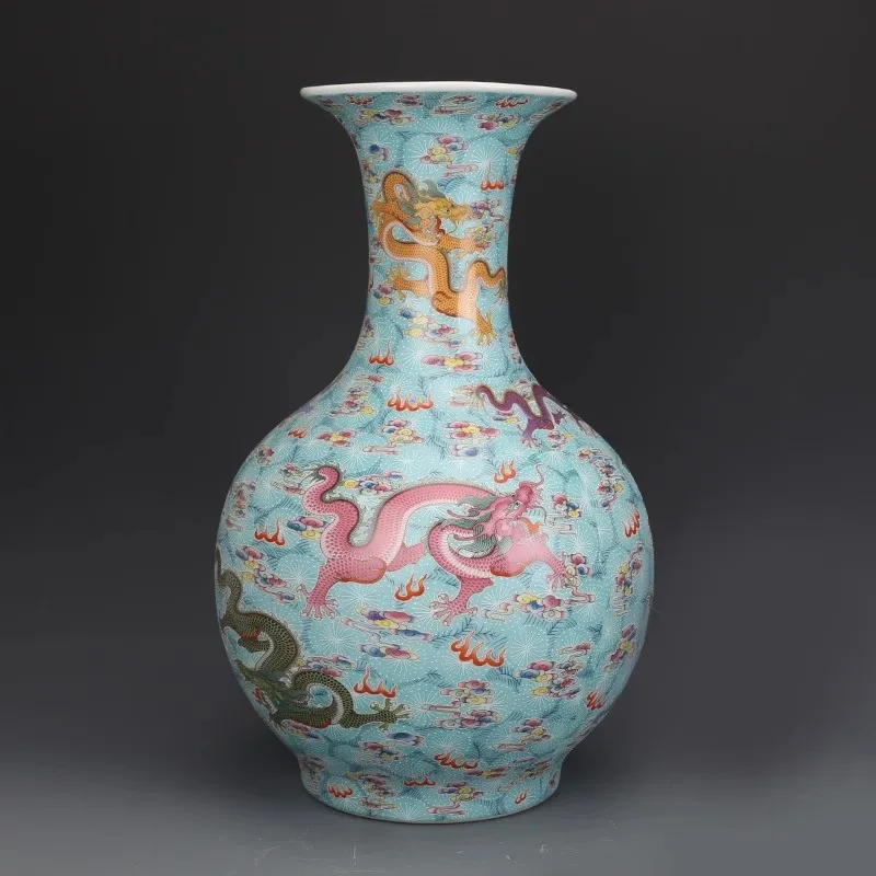 Rare  Yongzheng enamel dragon pattern with luminous bottles /vase,Decoration /Collection/ crafts,Free shipping