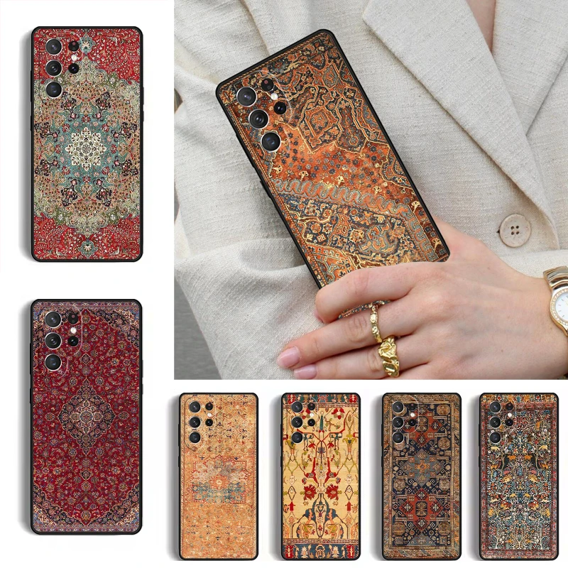 Retro Ethnic Carpets Turkish Rug Phone Case for Samsung Galaxy S26 S25 Ultra S24 S23 S22 S21 Plus Note 10 Bumper Cover
