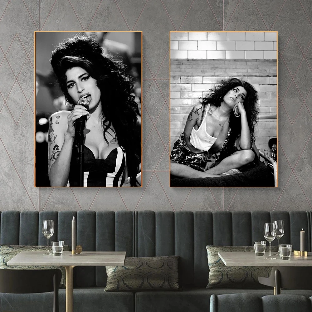 Jazz Music Singer Amy Winehouse Vinatge Fashion Poster Print Wall Art Pictures Canvas Painting Living Room Bedroom Home Decor