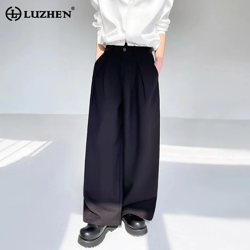 

LUZHEN 2025 New Original Fold Design Loose Wide Leg Suit Pants Men Fashion High Quality Elegant Straight Casual Trousers JY3170