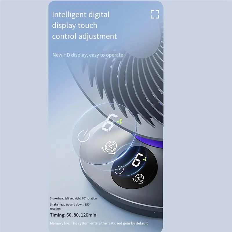 

AT14 3000 мАч перезаряжаемый настольный вентилятор, портативный настольный вентилятор с циркуляцией воздуха для всей комнаты - 6 скоростей, 360 ° Наклон,90 ° Прочная осцилляция