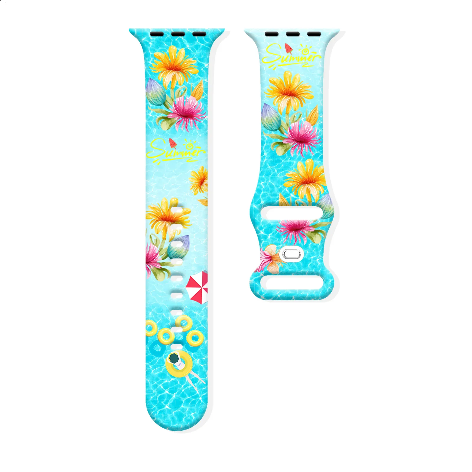 

Summer fairy print watch strap for Apple Watch 11 10 9 8 7 Silicone Band Replaceable Bracelet for iWatch 46mm 44mm 42mm 41mm