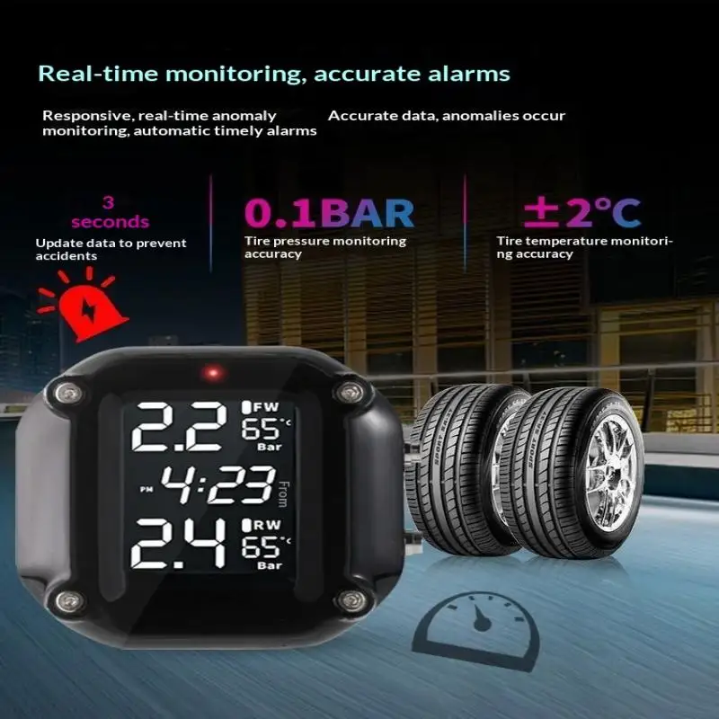 

Беспроводной детектор давления в шинах для мотоциклов, монитор давления в шинах M5, комбинированный цифровой дисплей, внешний датчик для мотоциклов