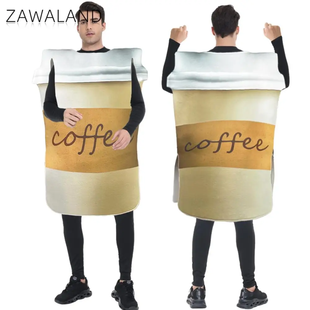 Zawaland Coffee Cup Costume Adult Fancy Disguise Outfit Funny Food Party Clothes Carnival Purim Performance Show Suit 90x73cm