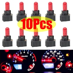 10Pcs T5 12V Auto Dashboard Light Bulbs Bubble Insertion Instrument Brake Bulb Single-wire White Foam Air Conditioning Indicator