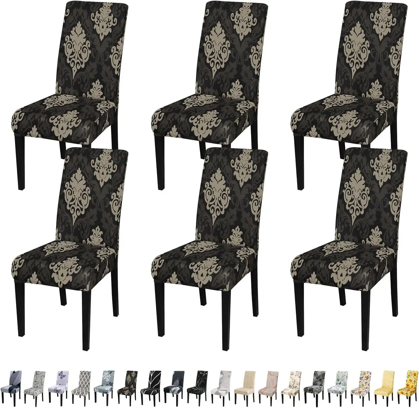 

Dining Chair Slipcover, High Stretch Removable Washable Chair Seat Protector Cover Set Of 6,Chair Covers For Dining Room,