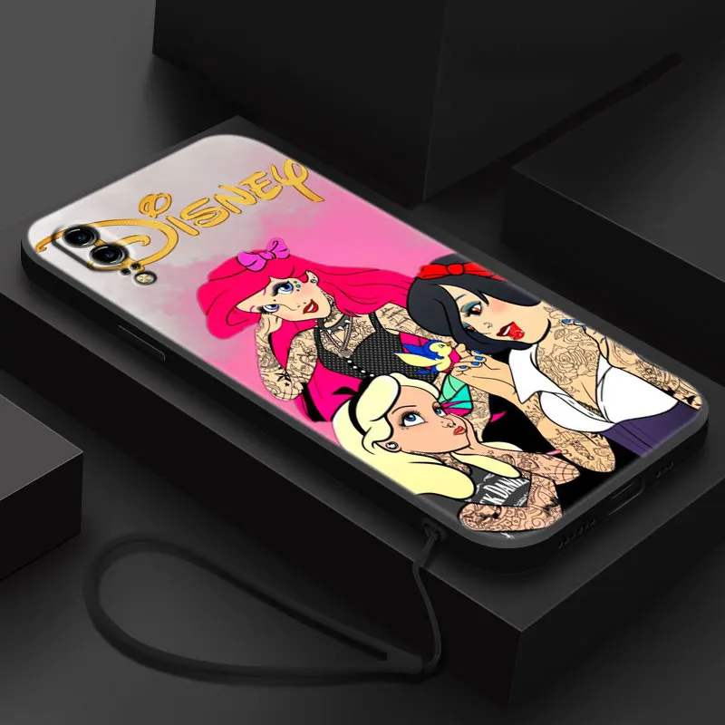 Disney Punk Tattoo princess Case For Huawei P Smart Z S 2021 2020 2019 2018 P50 P40 P30 P20 Pro P10 P9 P8 Lite 2017 5G Black