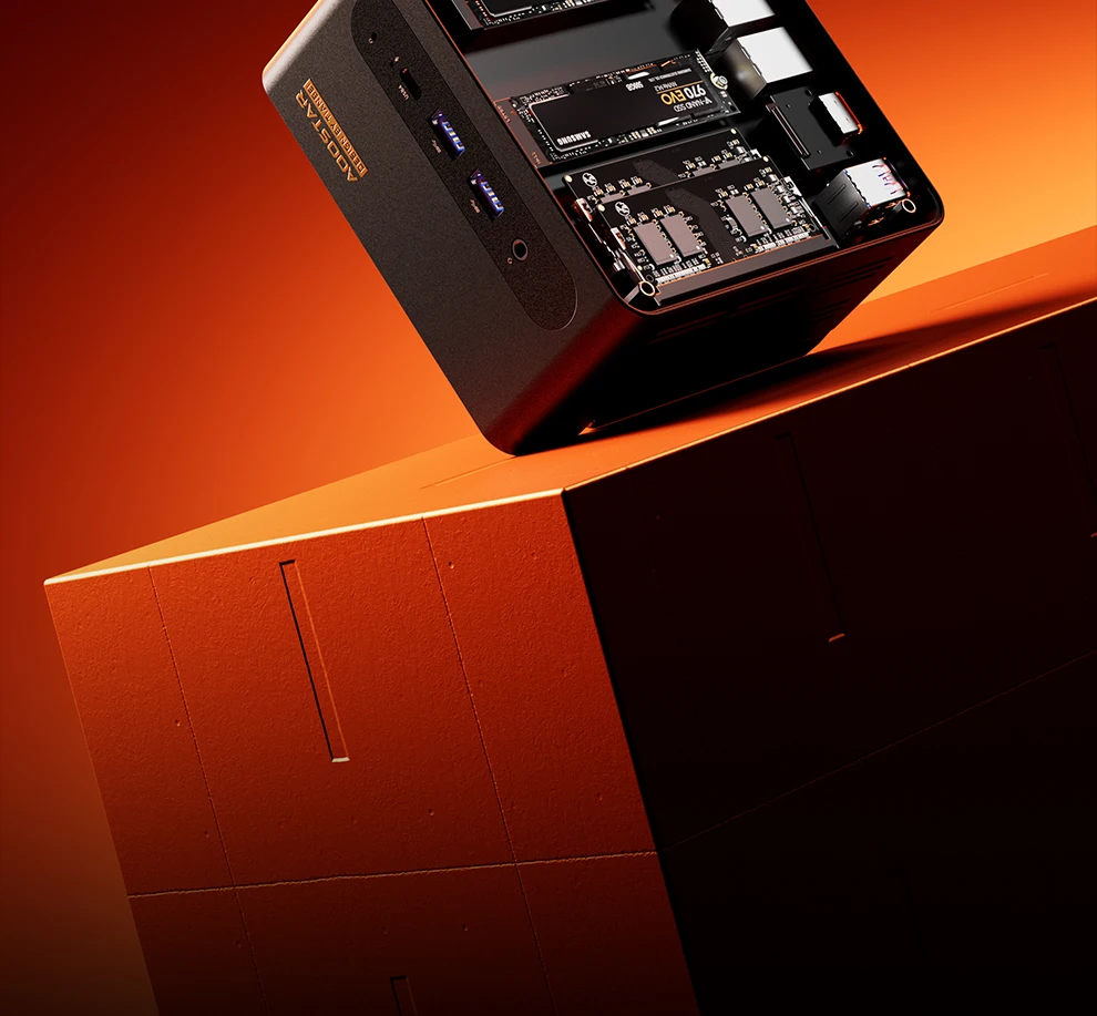 2026 NEW 5 Inch Screen MINI PC Ryzen HX370 R7 8745HS 8845HS R9 8945HS Fingerprint Unlock2.0 Dual DDR5 WiFi7 USB4*2 Game Computer