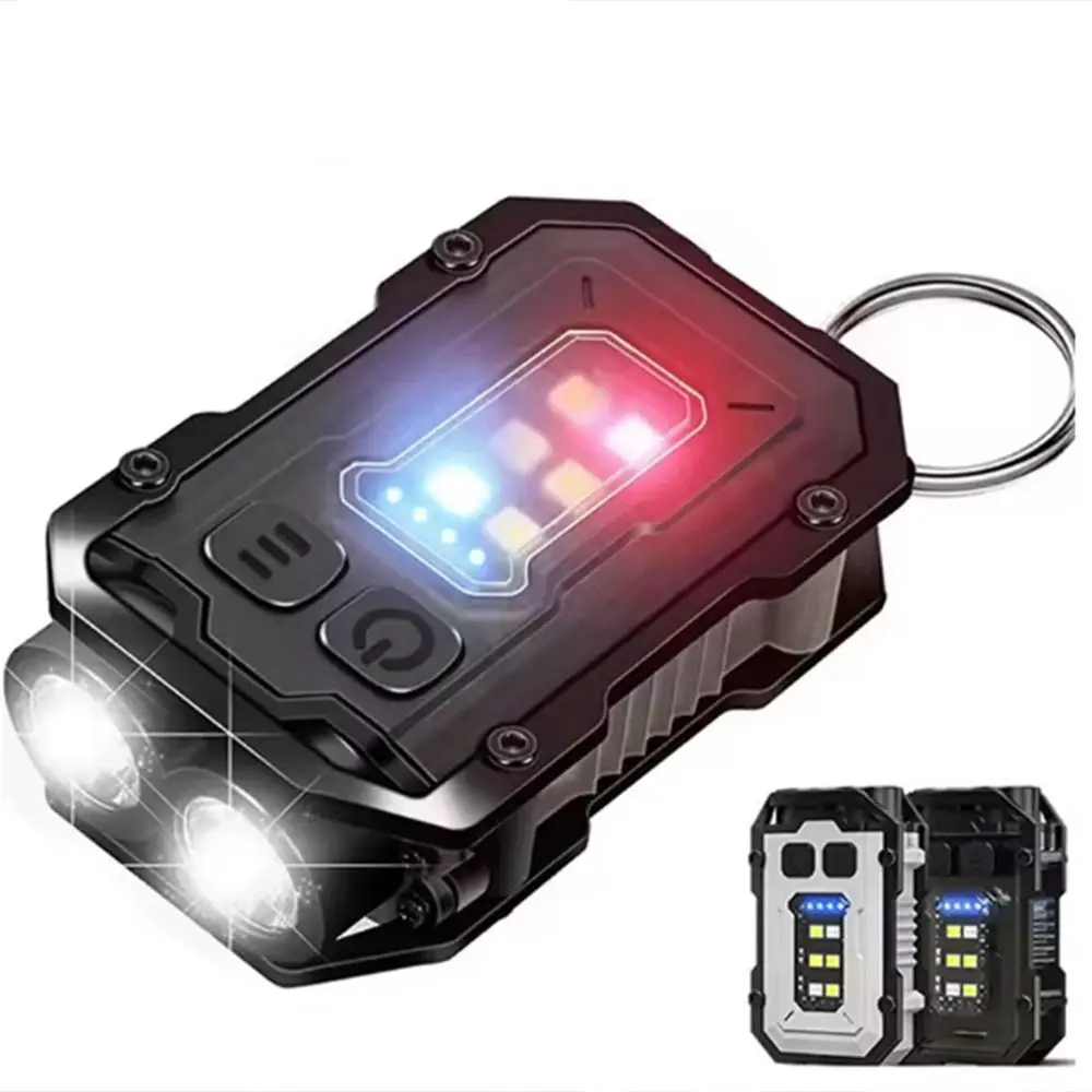 Durable LED+COB Keychain Flashlight Super Bright USB Rechargeable Mini Flashlight Magnetic with Back Clip Torch Lamp Running