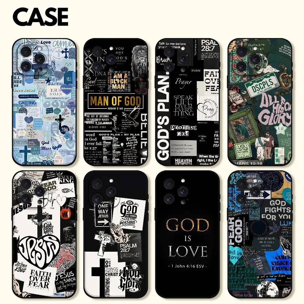 Bibel Jesus Christian Vers Handyhülle für IPhone 17, 16, 15, 14, 13, 12, 11, PRO MAX PLUS Mini-TPU, weich bis hautfreundliche Hülle