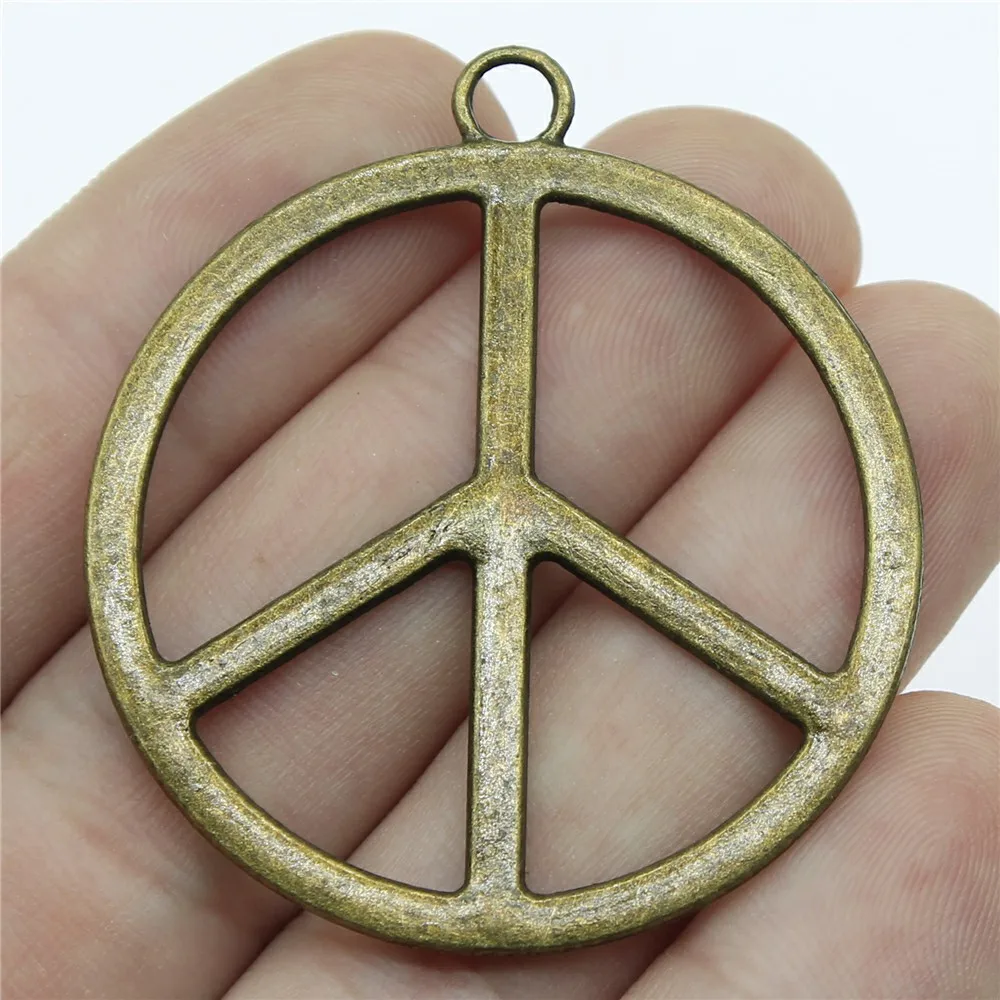 WYSIWYG 4pcs 42mm Pendant Peace Simple Peace Charm Pendants For Jewelry Making 2 Colors Peace Sign Pendants