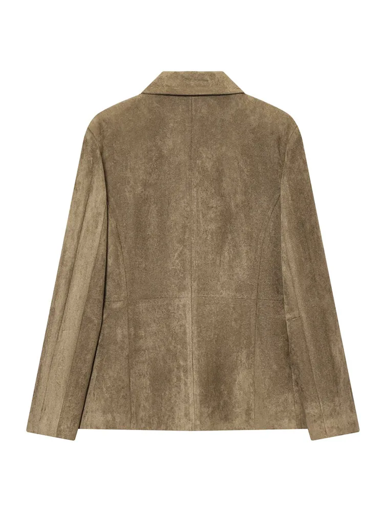 

HH женские новые модные повседневные свободные пальто женские осенние куртки однотонные с отложным воротником с длинными рукавами и карманами двубортные