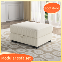 Creahappy - Single-Seater Footstool Velvet Modular Sofa - Modular Sofa Set - Single-Seater Footstool with Storage