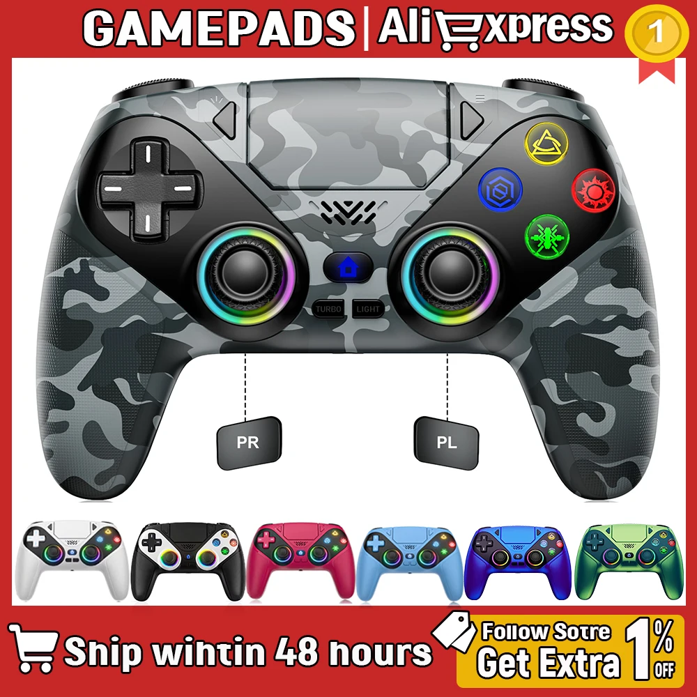Mando de Juego Bluetooth para Playstation 5/Ps5, Control Inalámbrico para PC y Consola PS5 con Turbo, Vibración Dual Sense y Programación