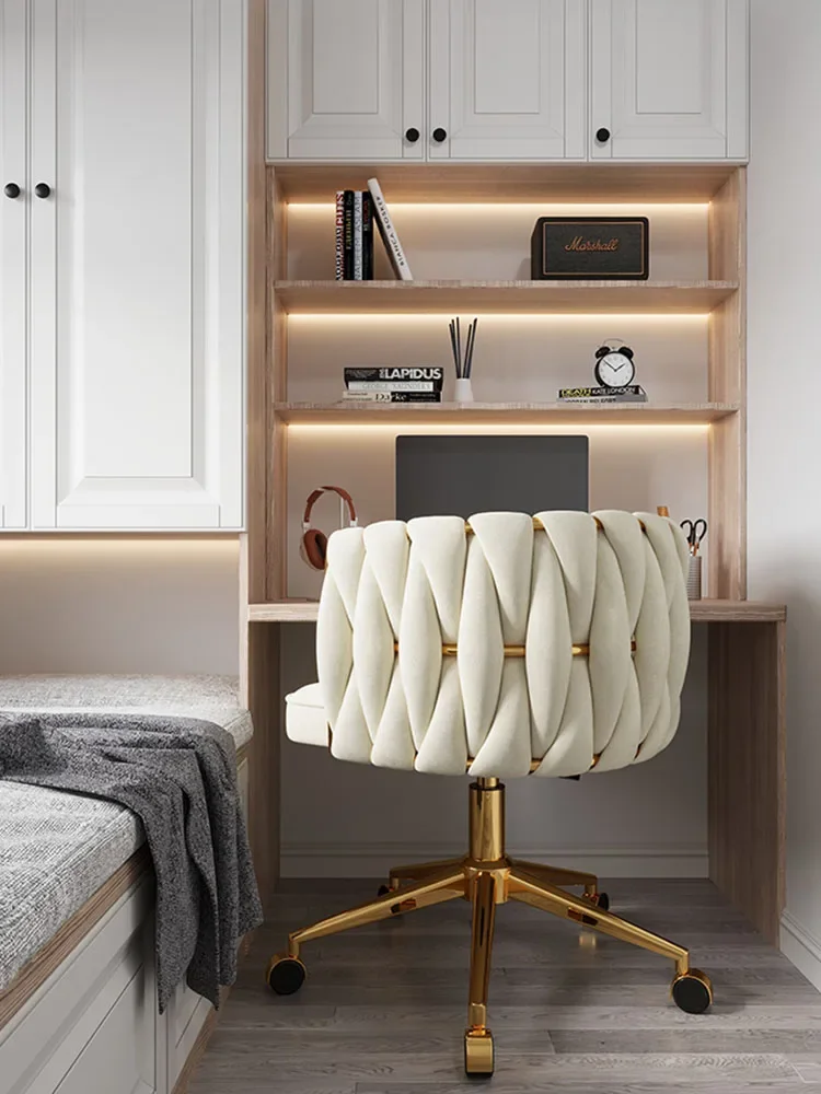 Velvet Lifting Swivel Makeup Chair Luxury Armchair Bedroom Dressing Office Manicure Computer Desk Stool