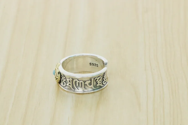 Sterling Silver Six Character Truth Ring Opening Ring Wholesale of ethnic and trendy personalized rings, retro temperament jewel