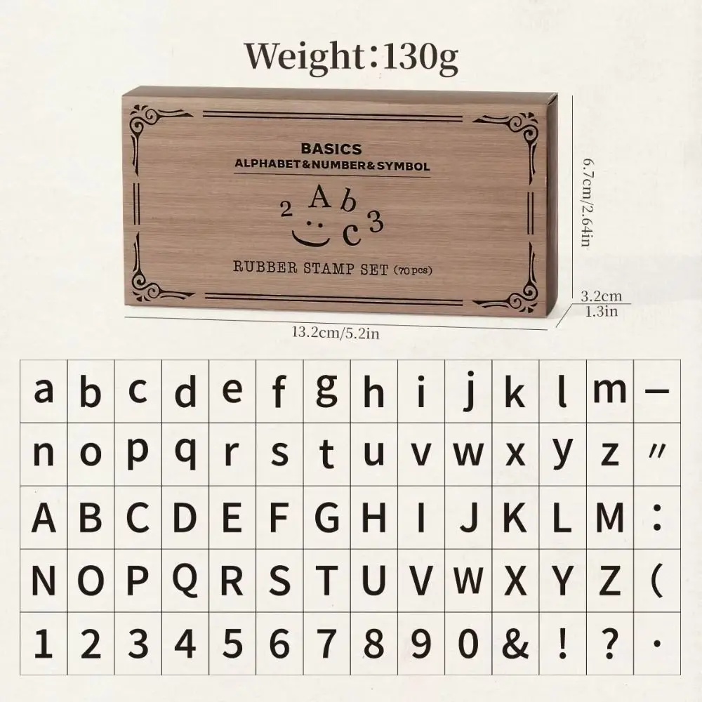 70 Buah Set Stempel Karet Kayu Gagang Kayu Ukuran Standar Set Stempel Nomor Stempel Karet Kerajinan Stempel Segel Standar Tahan Lama