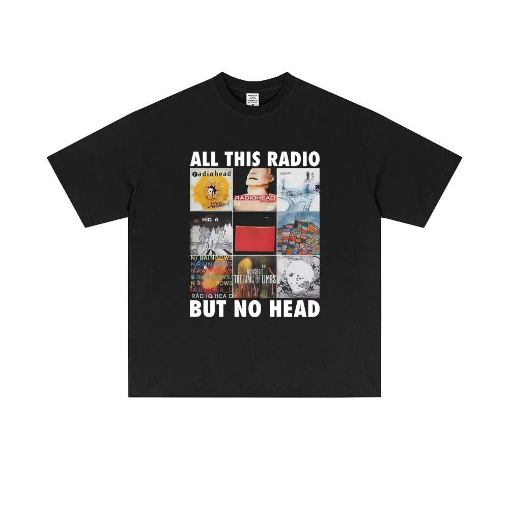 

Rock Band Radiohead All This Radio But No Head T Shirt Men Women Casual Vintage Short Sleeve T-shirts Oversized Cotton T-shirt