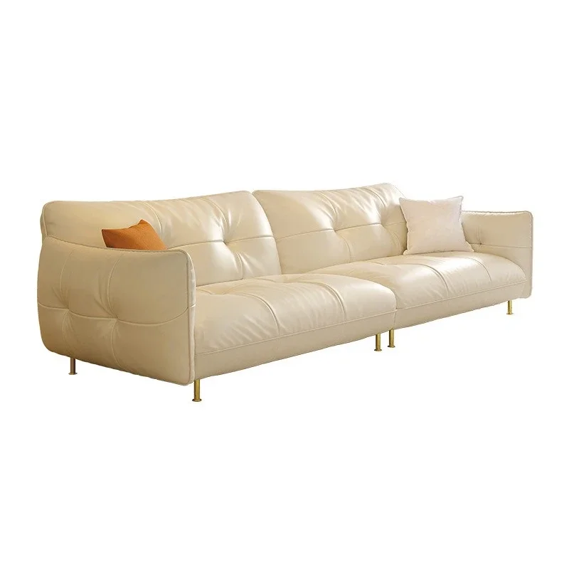 

Tongyu special, French cream, all leather sofa, puff cloud, small apartment light luxury, cowhide sofa