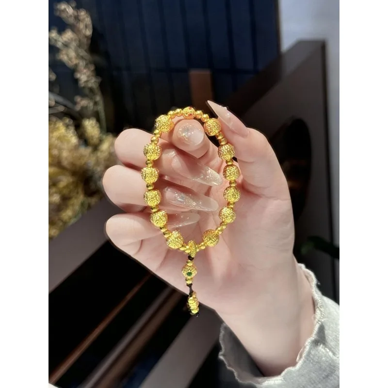 

Позолоченный легкий роскошный винтажный женский браслет из ореховых бусин, традиционный китайский ремесленный универсальный модный аксессуар в стиле ретро