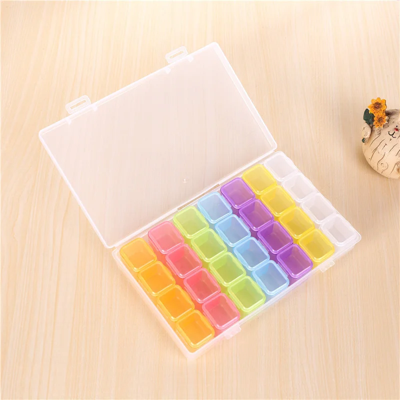 28 grid jewelry storage box rice bead beading nail enhancement creative transparent plastic box glass rice bead box independent