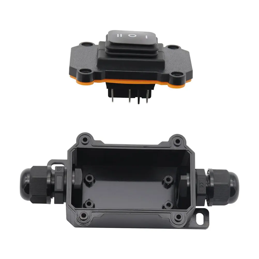 Junction Box 3-Gear Switch Waterproof Electrical Box IP68 Flame Retardant Shell for Water Pump Washer Dishwasher Car Outdoor Use
