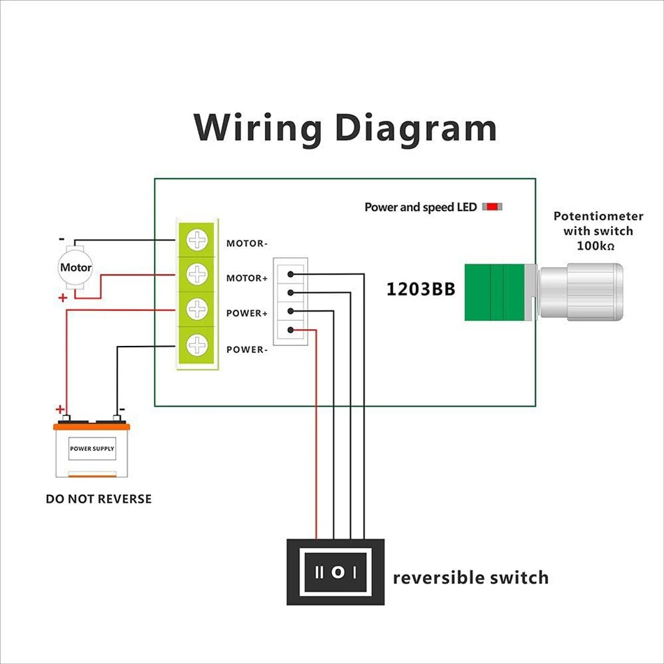 2er-Pack 6V 12V 24V 28V 3A 80W 1203BB DC-Motordrehzahlregler PWM Geschwindigkeit einstellbarer umkehrbarer Motortreiberschalter Umkehr