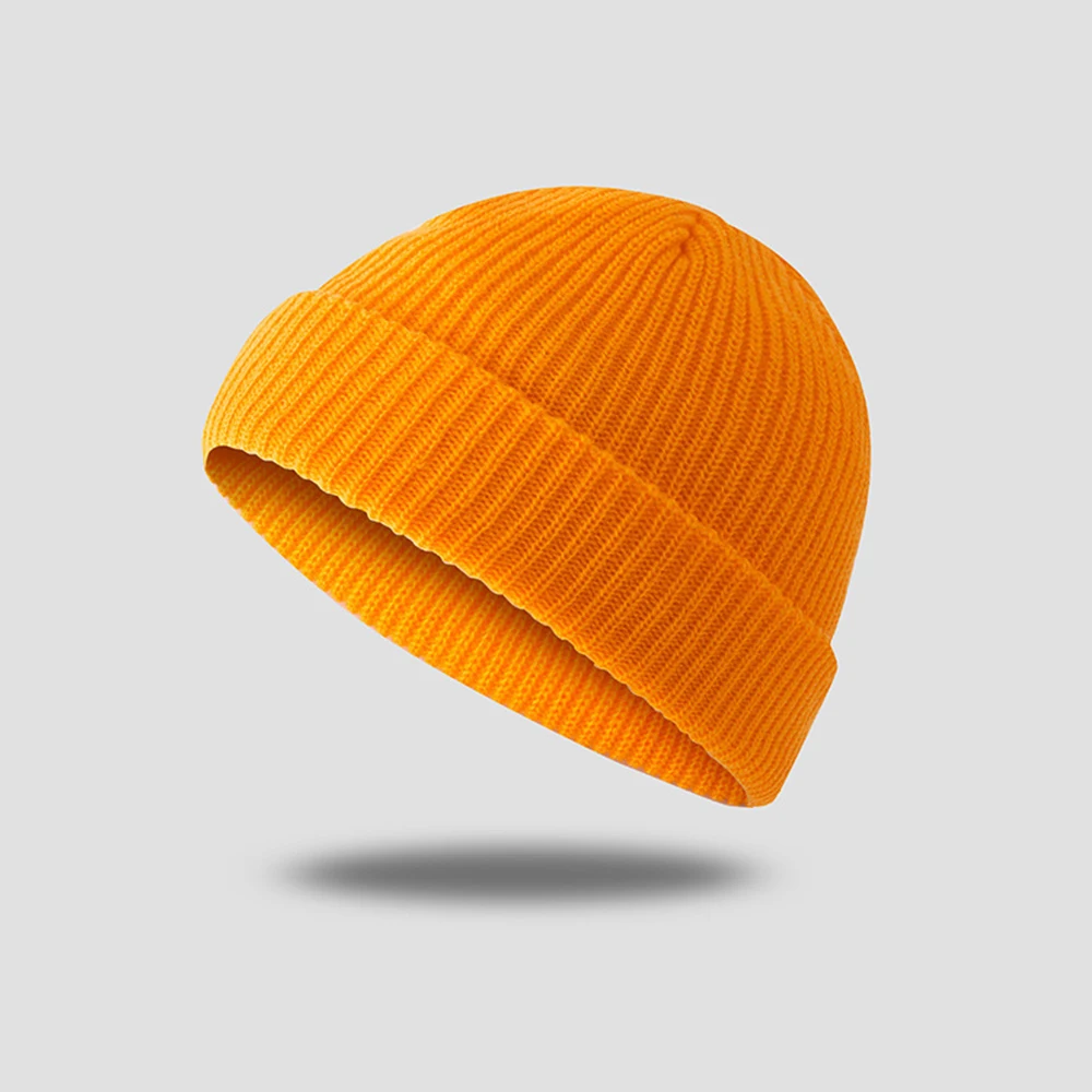 Gorro Hip Hop masculino e feminino de malha, boné de melão sem borda, gorro pescador com manguito, solidéu, moda outono, inverno