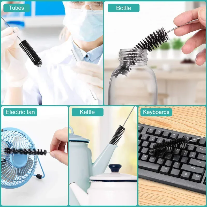 10pcs/Set Nylon Tube Brushes Straw Drinking Glasses Keyboards Cleaning Brushes Conical Car Motorcycle Washing Cleaning Tools