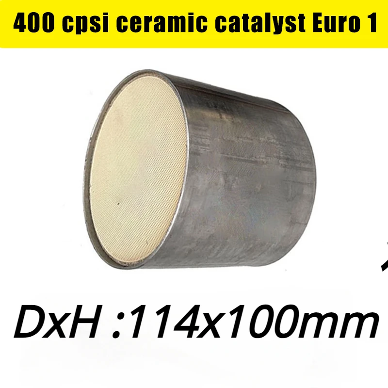 DxH:114*100 Mm Universal Catalytic Converte EURO 1 400 Cpsi High Flow Sport Catalyst Three Way Round Ceramic Substrate