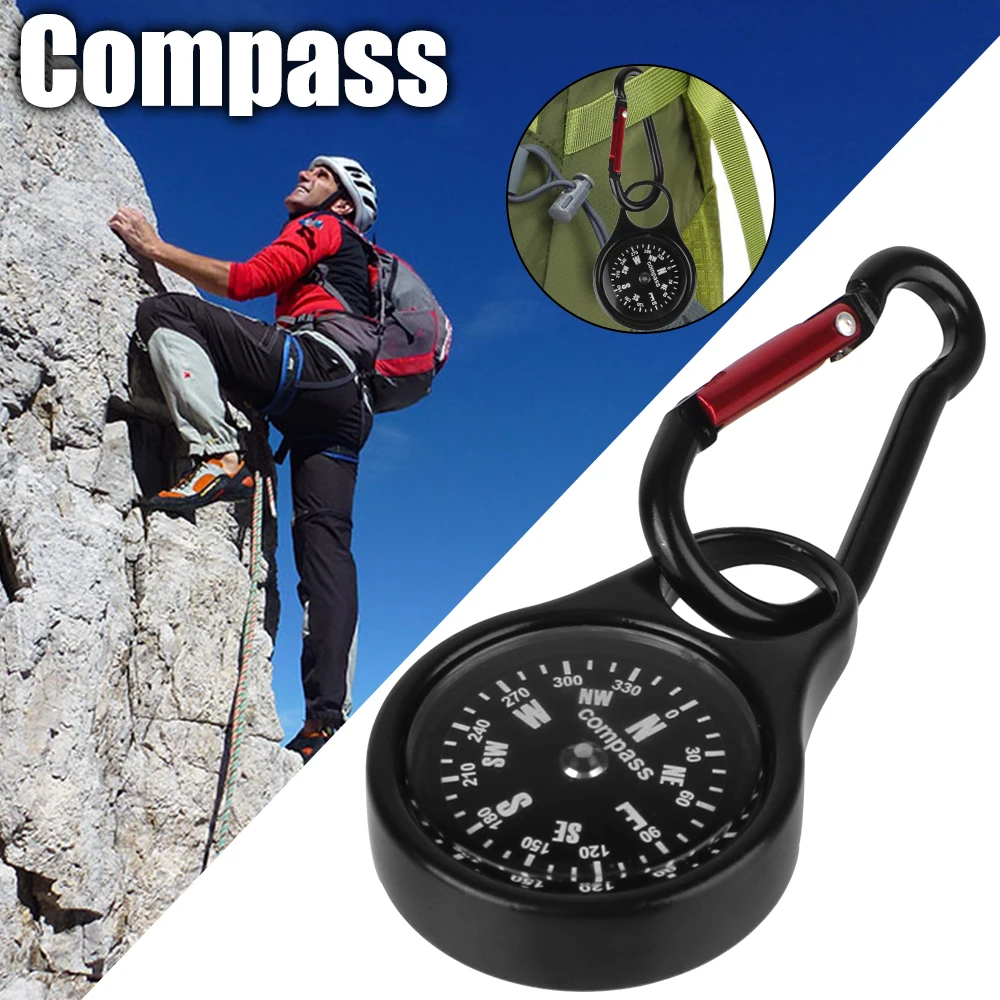 Car Compass Portable Compass For Outdoors Hiking Backpacking Carabiner Magnetic Clip Snap Hook Camping Motorcycle Accessories