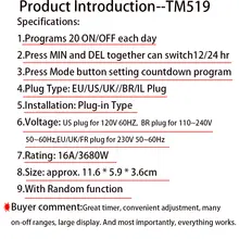 Digital Timer Socket 220V EU UK BR #6