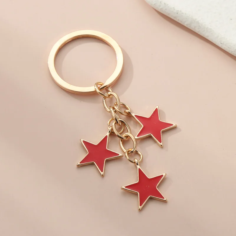 Cute Enamel Star Keychain Pentagram Key Ring Multicolor Stars Key Chains Friendship Gifts For Women Men DIY Handmade Jewelry