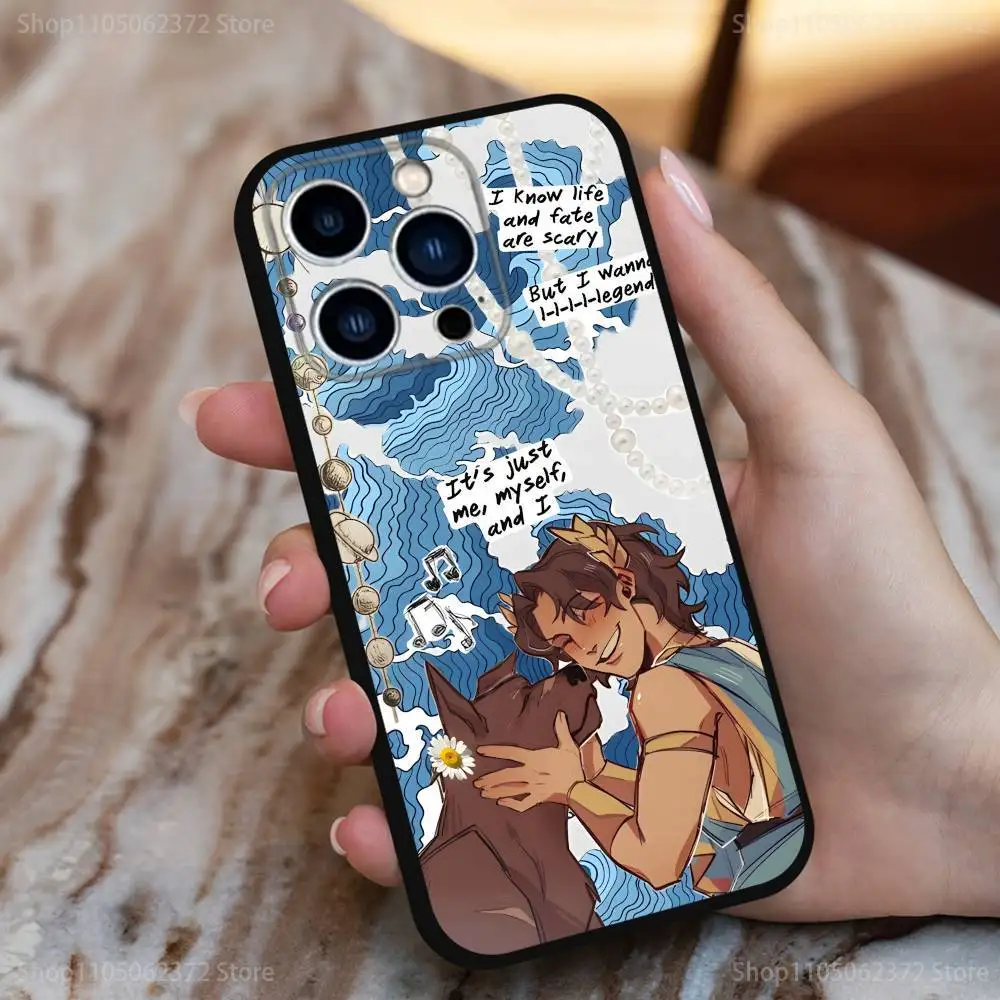 حافظة S-Song O-OF Achilles لهاتف iPhone 17,16,15,14,13,12,11 Plus,Pro Max,XS,X,XR,SE,Mini,8,7,غطاء أسود من السيليكون الناعم