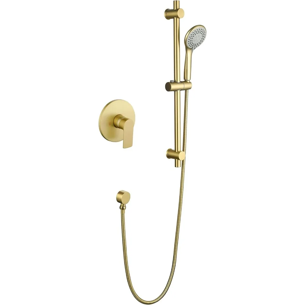 

Shower System with Slide Bar - 3-Function Handheld Shower and Adjustable Slide Bar, Wall Mounted Shower Head with Hose