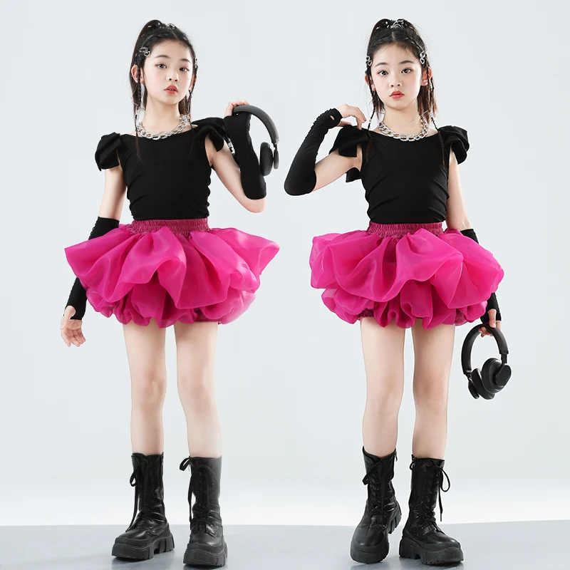 Ragazze Hip Hop Abiti da ballo Crop Top Bambino Streetwear TUTU vestito Set di vestiti Ballo di strada T-shirt Bambini Estate Costumi jazz