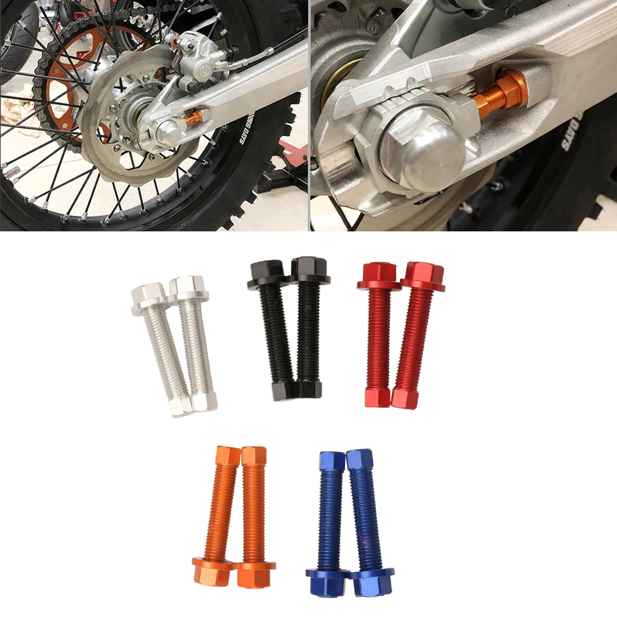 M10 CNC Rear Axle Blocks Chain Adjuster Bolt For KTM SX SXF XC XCF XCW EXC EXCF 125 150 200 250 300 350 400 450 500 2007-2023