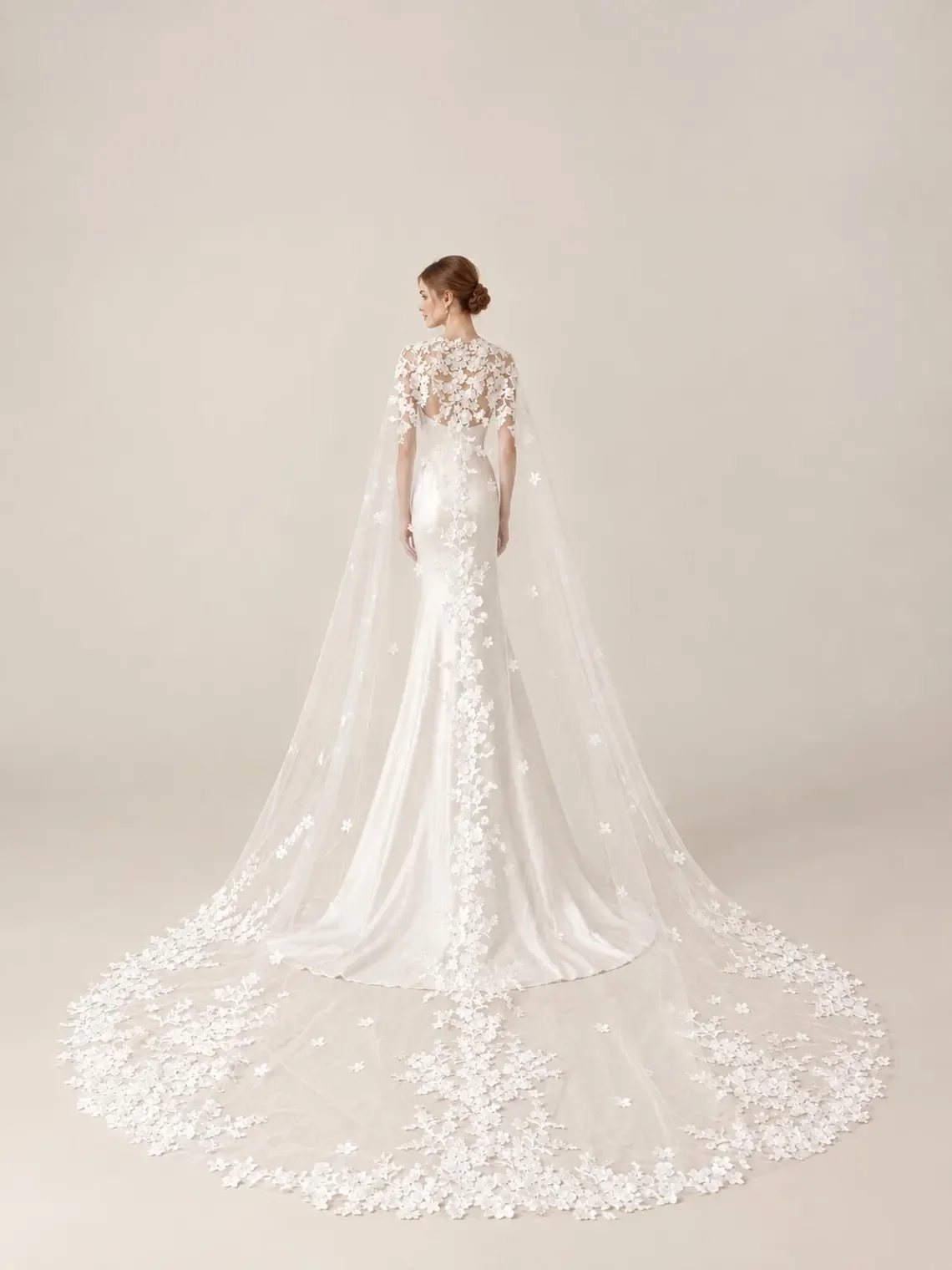 Customized Floral Lace Wedding Cape Lace Capelet Bridal Shoulder Cover Romantic Bride Cover Up Accessory